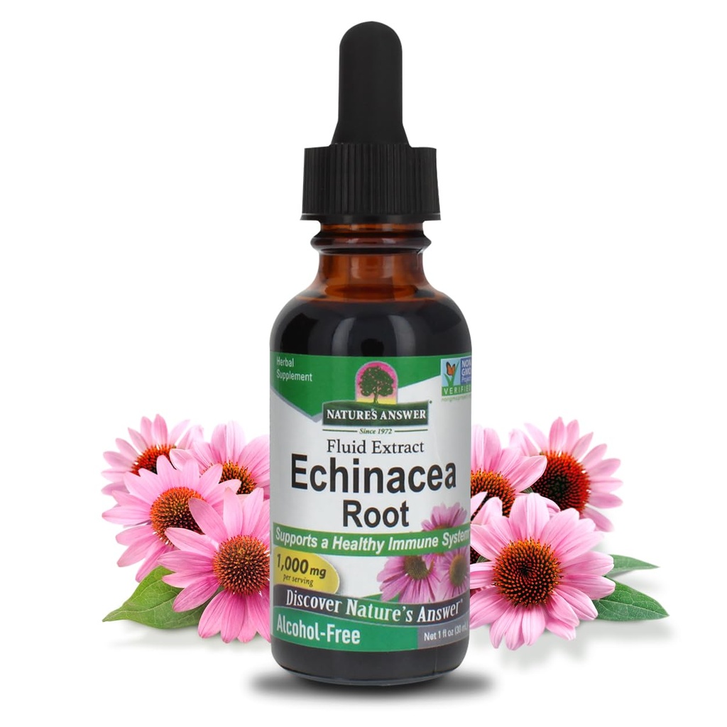 Risposta della natura Echinacea Alcohol estratto libero 1 oncia fluida | Promuove il benessere complessivo | Booster Immune naturale | Riduttore infiammatorio