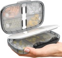 Organizzatore di pillole di viaggio - Airtight caso di medicina per viaggiare scatola di farmacia portatile con etichette contenitore di vitamina 8 scompartimento supplemento titolare di farmaci grande capacità quotidiana (nero-2)