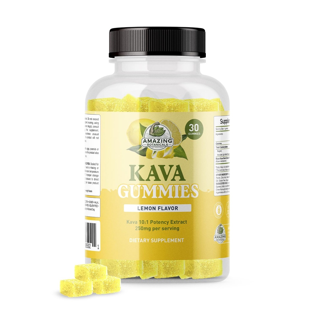Stupefacenti Botanicals Zesty Lemon Kava Gummies - 250mg per Gummy - Naturale Sleep Aid for Relaxation & Restful Nights, Non-GMO, Vegan, Gluten-Free - 30 Gummies