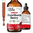 Wild & Organic Hawthorn Tincture 600 mg - Liquid Hawthorne Berry Supplemento per il supporto complessivo - Vegan, Sugar & Alcohol-Free Fruit Extract Drops - 4 fl oz