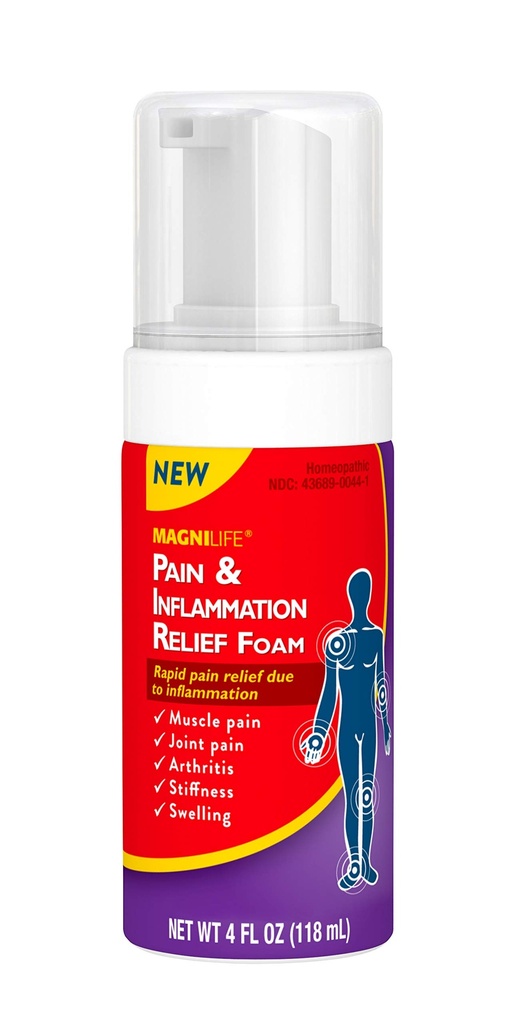MagniLife Pain & Inflammation Relief Foam, 4 oz, Non-Greasy Pain Reliever for Muscle, Joint, Knee, Hip, Back, Foot, Helps Ease Stiffness, Soreness, Swelling & Everyday Discomfort