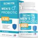 Probiotici per gli uomini, 530 miliardi di CFU & 12 Strains, Probiotico con mirtillo currico & Goji, Gut Salute per gli uomini, Supporta la salute digestiva, Microbiome, Colon, & Immune Health, 30-Day Supply