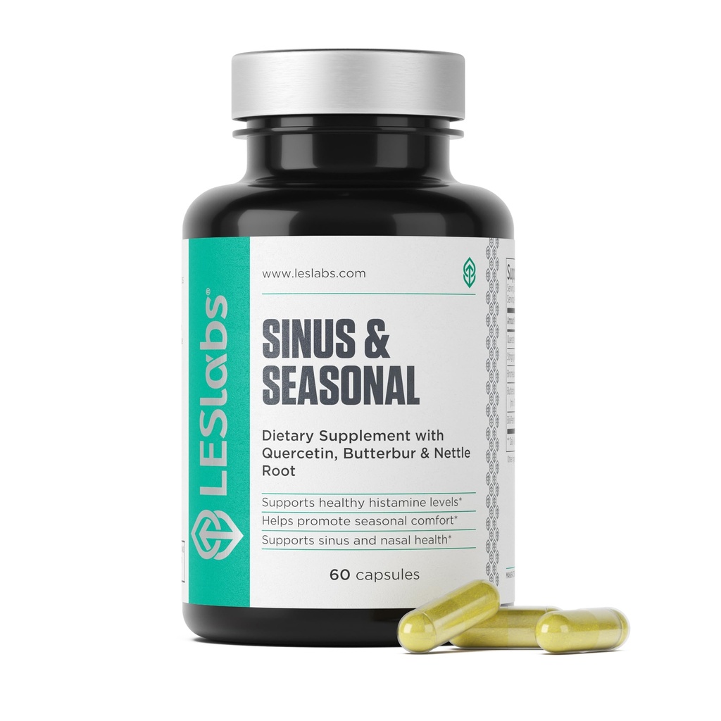 LES Labs Sinus & Seasonal – Sinus Relief, Nasal Health, Balanced Histamine Response, Clear Lungs & Respiratory Health – Butterbur, Quercetin, Nettle Root & Bromelain – Supplemento Non OGM – 60 Capsule