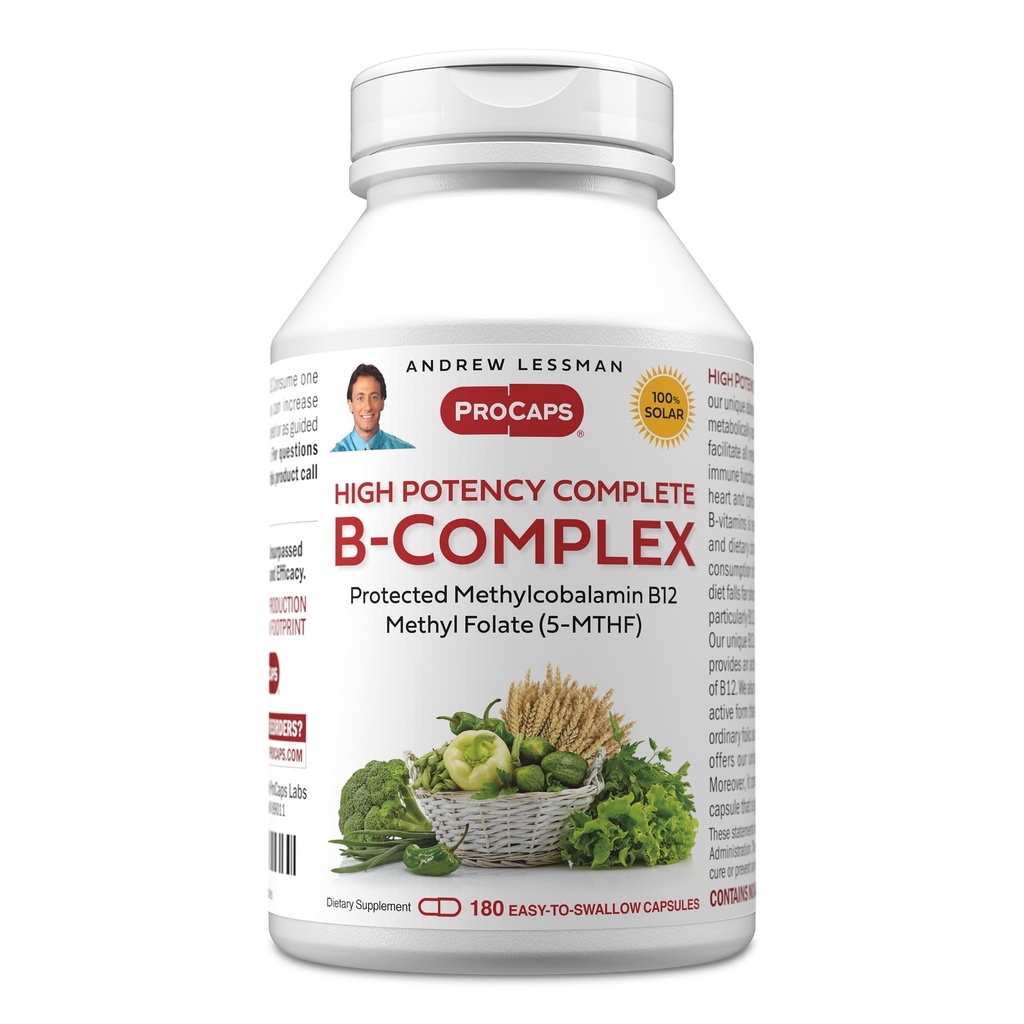 ANDREW LESSMAN ad alta potenza B-Complex 180 capsule - con alti livelli di Folate Complex e Biotin, promuove la crescita cellulare, energia, funzione immunitaria, disintossicazione, metabolismo grasso e altro ancora