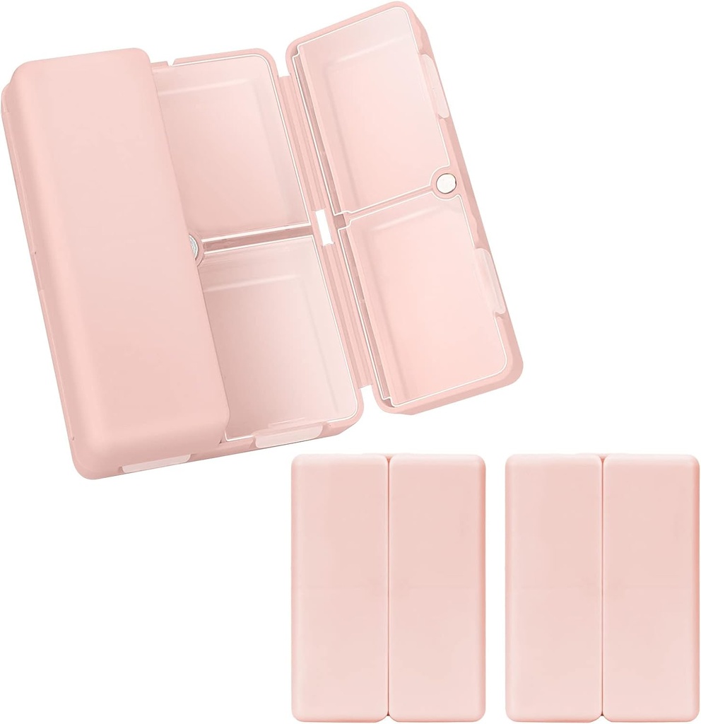 FYY Daily Pill Organizer, 2 Pcs 7 scomparti Portable Pill Case Travel Pill Pill Organizer,[Folding Design] Pill Box per Purse Pocket per tenere Vitamine,Cod Liver Oil,Supplements e Medication-Pink