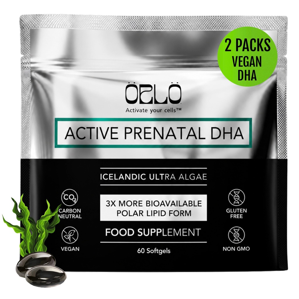 Orlo PRENATAL DHA - Prenatale DHA Omega 3 Supplemento - Triple Strength Omega3s - Vegan DHA & EPA Algae Omega-3 olio - Supporta lo sviluppo del cervello durante la gravidanza e lattazione (120 Mini Softgels)
