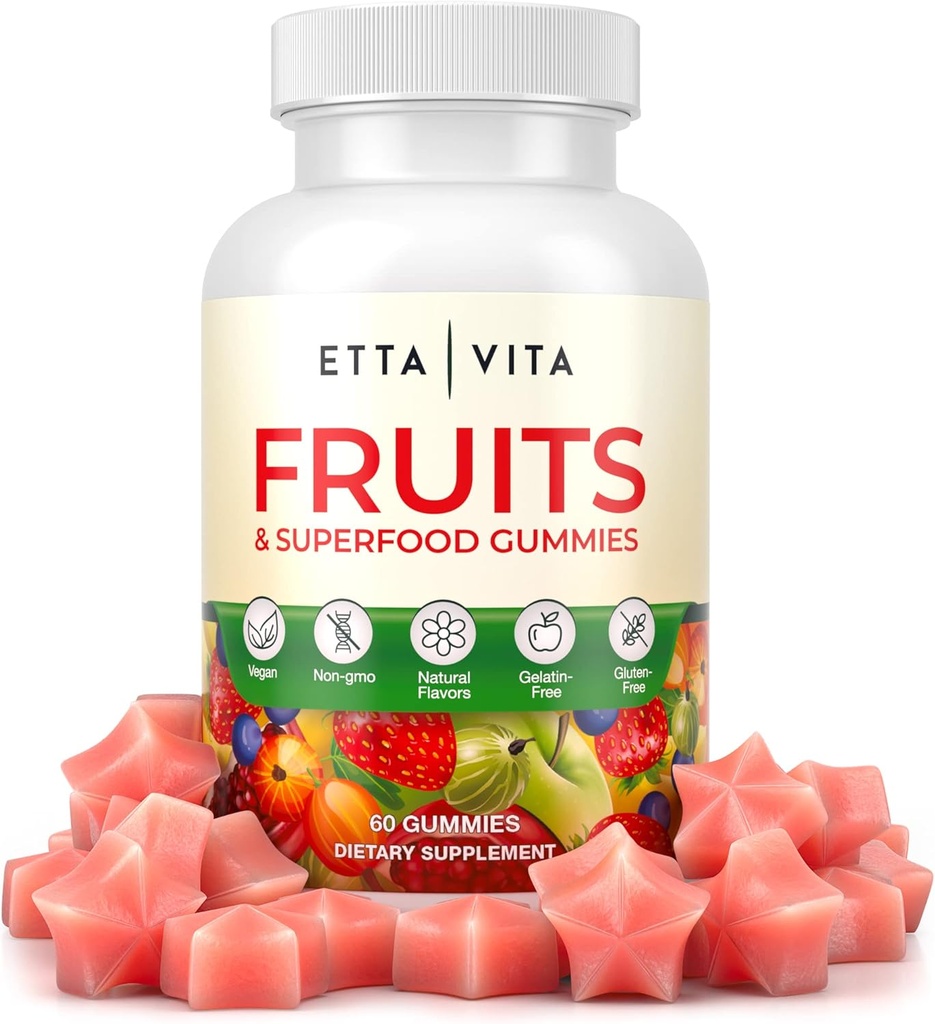 Superfruits Gummies Supplemento per Bloating & Gut Health, 9 Superfruits Supplemento per Adulti & Kids, Collagen Booster - Immunity & Antioxidant Support, Non-OGM, Pectin-Based, Gluten-Free, Senza Capsule