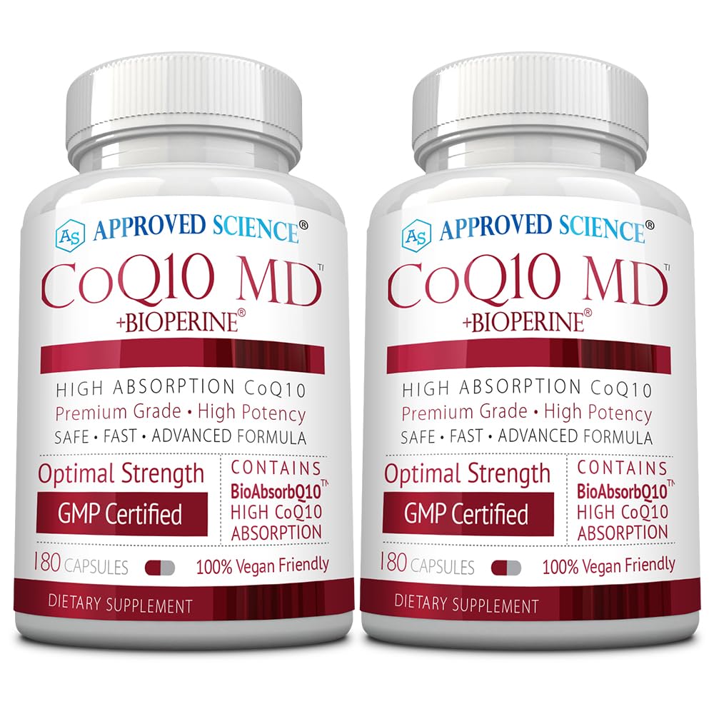 Approvato Science® CoQ10 MD - Extra Strength 300mg Pure CoQ10 con BioPerine® per un assorbimento più veloce - Supporto ottimale - 6 mesi di alimentazione