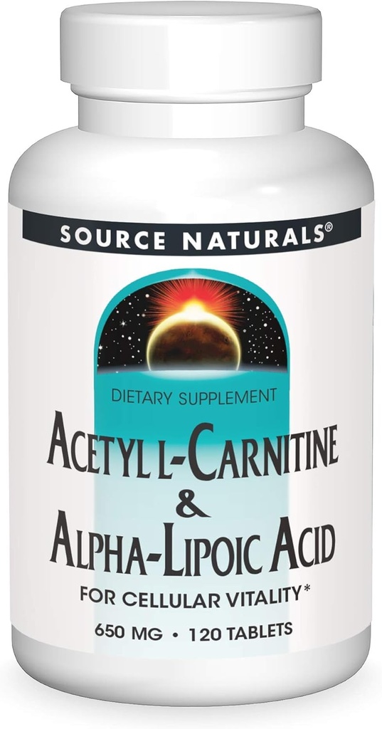 Fonte Naturals Acetil L-carnitina e acido alfa-lipoico 650mg- 120 compresse