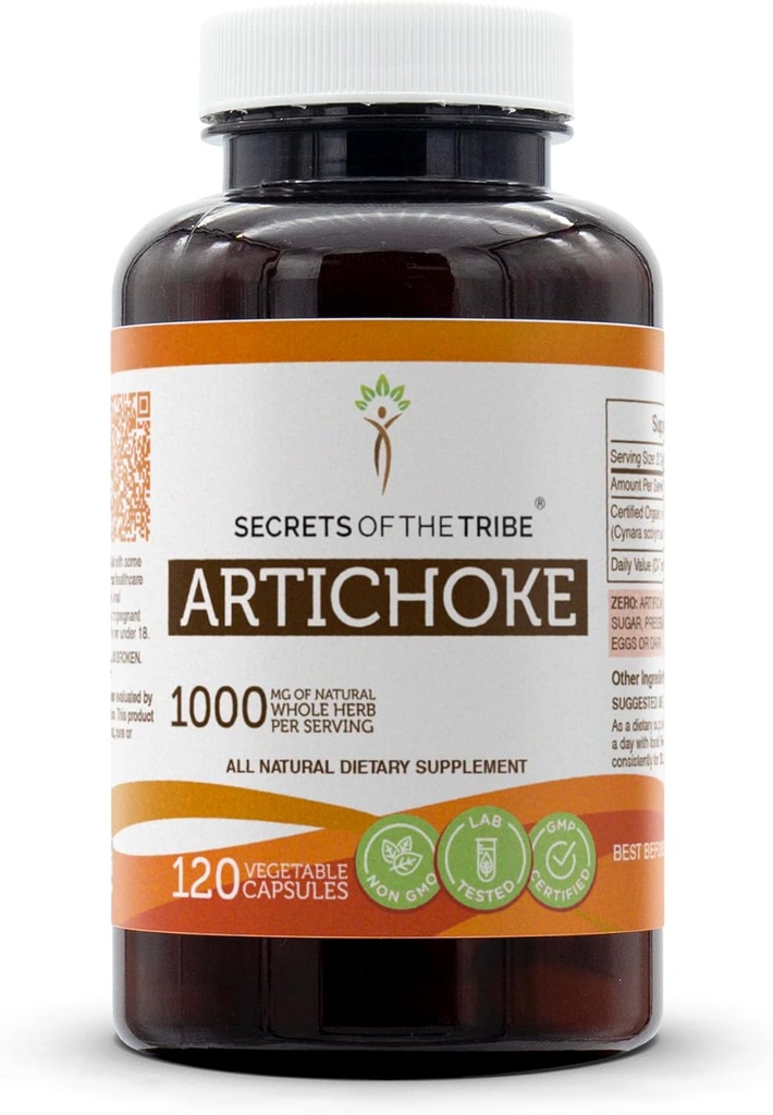 Segreti della Tribe Artichoke 120 capsule, 1000 mg, Artichoke (Cynara scolymus) Foglia secca (120 capsule)