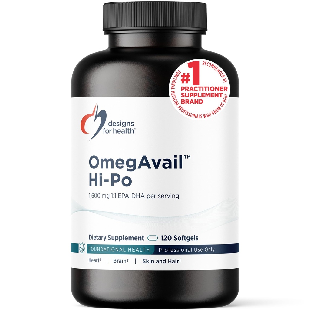Progetti per salute OmegAvail Hi-Po - TG (Trigliceride) Omega-3 Fish Oil Supplement, 1600mg EPA/DHA per porzione con limone + vitamina E per minimizzare Pesce Taste (120 Softgels)