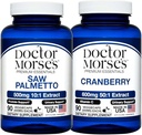 Dr Morse's Saw Palmetto 5000mg & Cranberry 30000mg Bundle - Salute della prostata, supporto del tratto urinario, e benessere generale per gli uomini e le donne, FDA-Registered, NSF-Certified 90 capsule