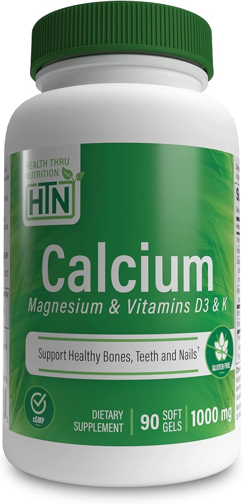 Calcium 1000mg e magnesio 400mg di salute con vitamina D3 & K (90 Softgels)