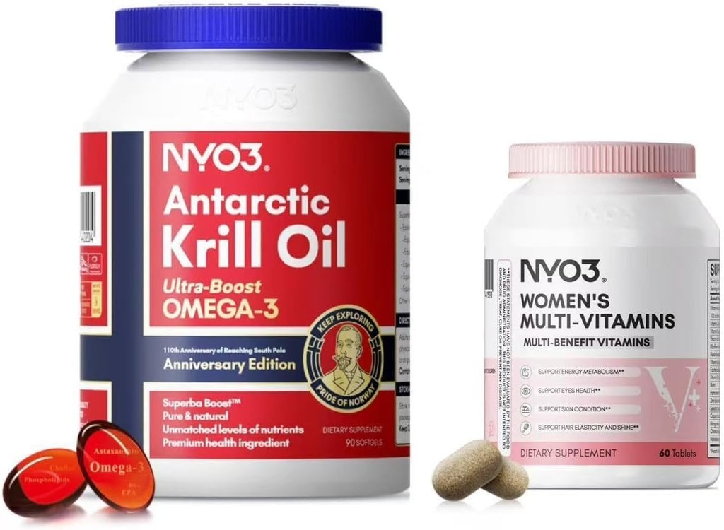 NYO3 Krill olio Omega 3 e multivitaminico per le donne, 2 confezione