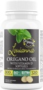 Louianna - Olio di origano selvatico biologico con vitamina D, capsule di softgel liquido con Carvacrol di 80 per cento, Supporta le ossa, Immune e Gut Salute, Integratori di erbe, 120 Softgels