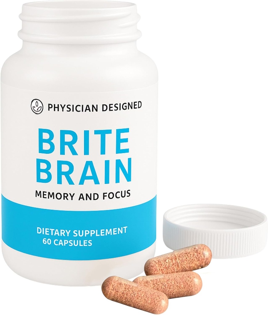 Physician Progettato Brite Brain Supplement | Ultra CoQ10 con PQQ | per l'energia, la messa a fuoco e la salute del cervello | Micro Active | Anti-Aging| CoQ10 | Tutte le età | 60 capsule