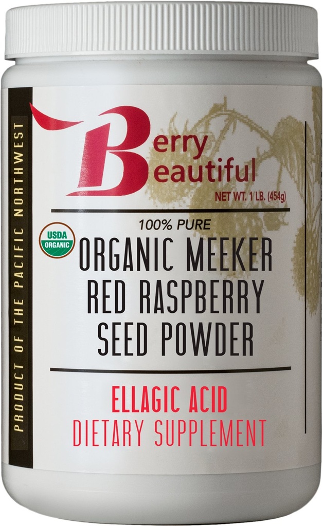 Berry Bella Meeker Organico Polvere di semi di lampone rosso (acido elagico, fibra) - 1 lb (454g) - Pressed a freddo da lamponi di US-Grown