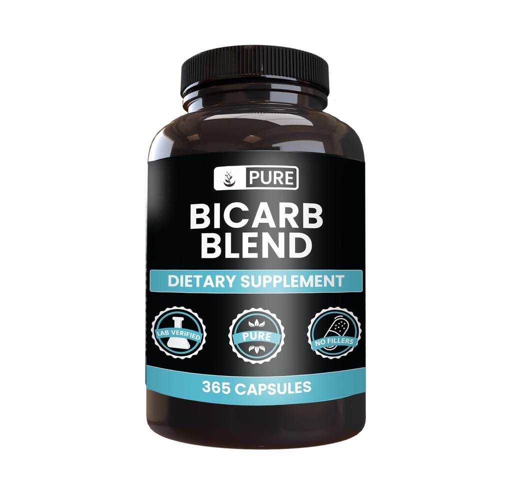 PURE ORIGINAL INGREDIENTI miscela di bicarb (365 capsule) nessun filler di magnesio o di riso, sempre puro, verificato il laboratorio