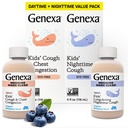 Genexa Kids' Clean Day & Night Cough Medicine, Dye Free, 0% Artificial Additives, Baby's Cough, Chest Congestion, Runny Nose & Sneezing Relief, Ages 6+, Organic Blueberry Flavor, 8 fl oz (2 Pack)