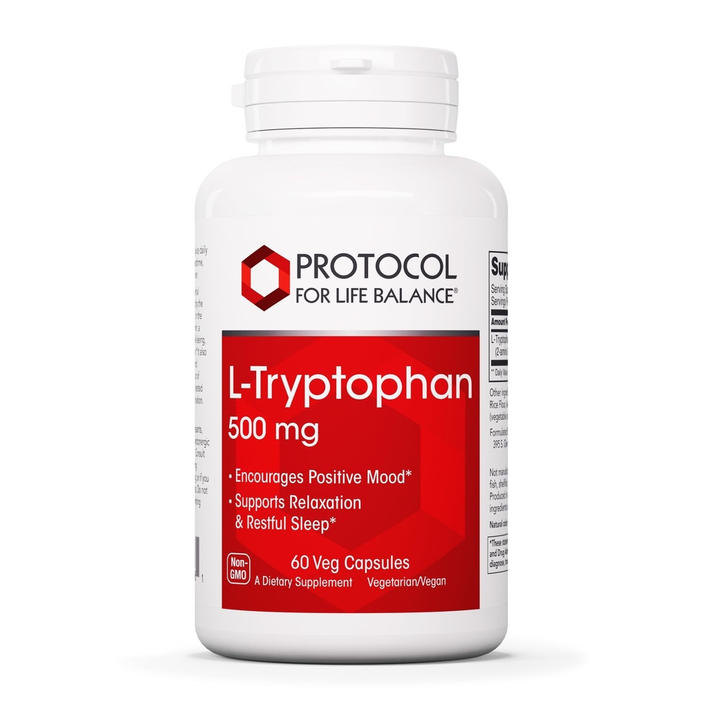 PROTOCOLLO PER LA VITA BALANCE L-Tryptophan 500mg - Stress Rilievo e Rilassamento - 60 tappi di Veg