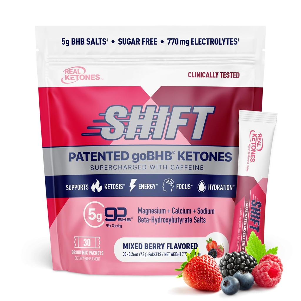 BHB chetoni esogeni Bere Miscela Pacchetti Keto Electrolytes senza zucchero con 4 elettroliti di digiuno principali Plus Idratazione brevettata Keto BHB - 30 conte di caffeina mista di bacche