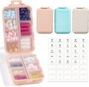 3 Pack, 14 GRIDS Travel Pill Organizer Box con Etichette - Travel Medicine Case Kit - Pocket Daily Pharmacy Container - Dispenser per il supporto per la vitamina dell'olio di pesce