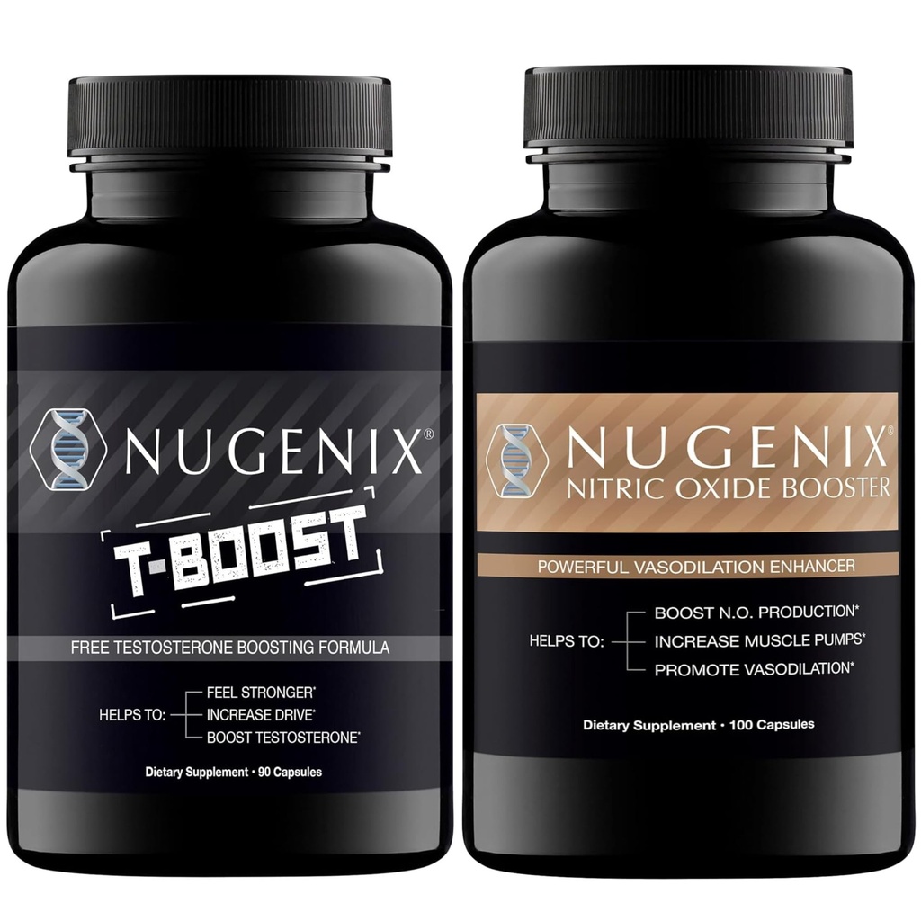 Nugenix Nitric Oxide Booster e T-Boost Booster testosterone libero per gli uomini