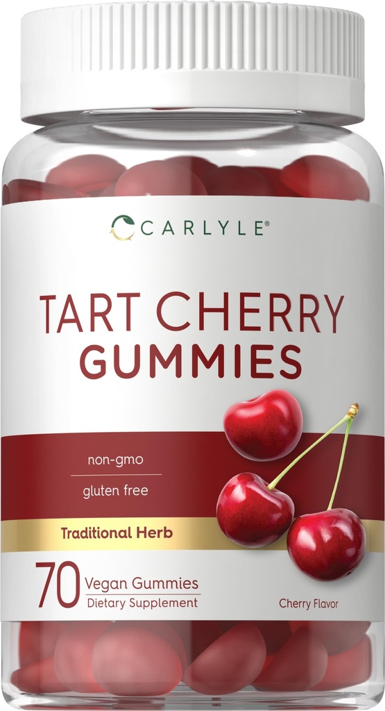 Carlyle Tart Cherry Gummies | 2000mg | 70 Count | Cherry Flavor | Vegan, Non OGM e Gluten Free Formula
