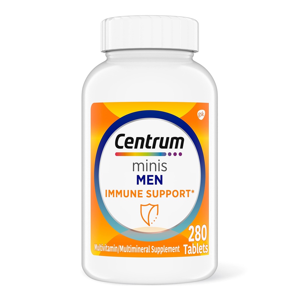Centrum Minis Men's Daily Multivitamin per gli uomini per il supporto immunitario con zinco e vitamina C, 280 Mini Tablet, 140 giorni di alimentazione