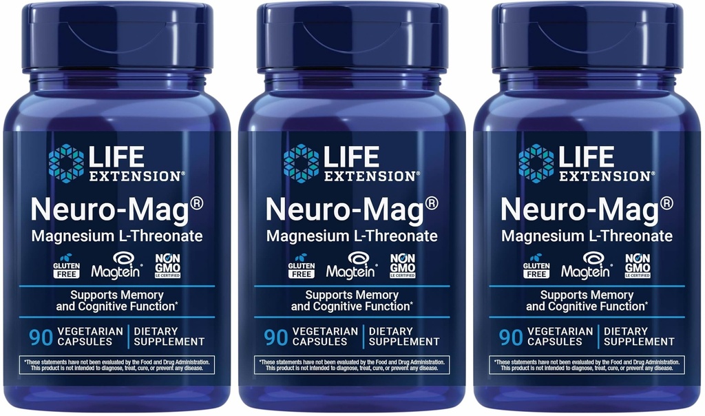 Estensione della vita Neuro-mag Magnesio L-threonate, 90 Conte (Pack of 3)