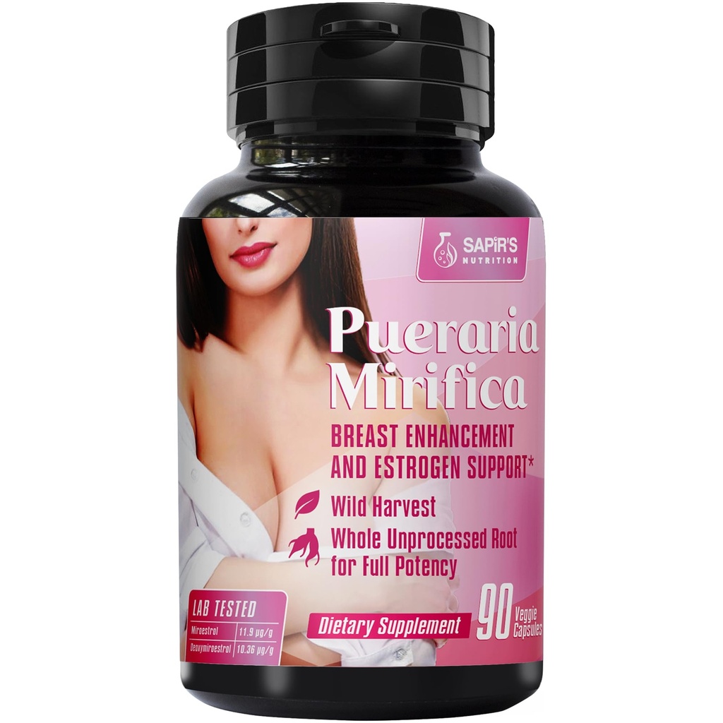 Pueraria Mirifica capsule 2000mg giornalieri - pillole di aumento del seno e supplemento di estrogeno per le donne e gli uomini, pillole di ingrandimento del seno per le donne e transgender - Miglioratore del seno di crescita del seno