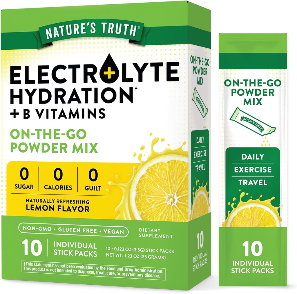 Verità della natura Electrolyte Powder Packets | 10 Pack | Sugar Free | Vegan, Non-GMO & Gluten Free Drink Mix Supplement