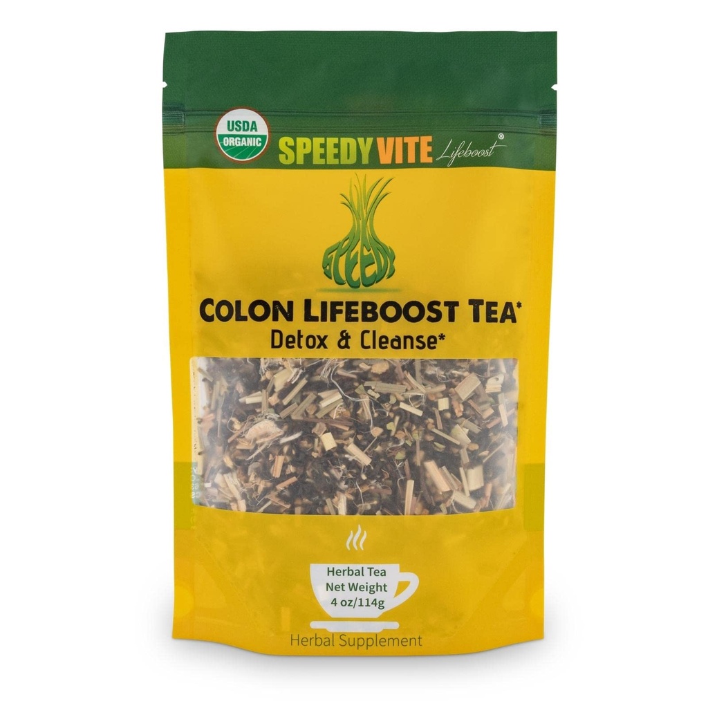 SpeedyVite Colon LifeBoost Tea Detox and Cleanse - Organic Pu'er Tea with Ginger, Lemongrass - per aumentare la salute e la funzione del colon