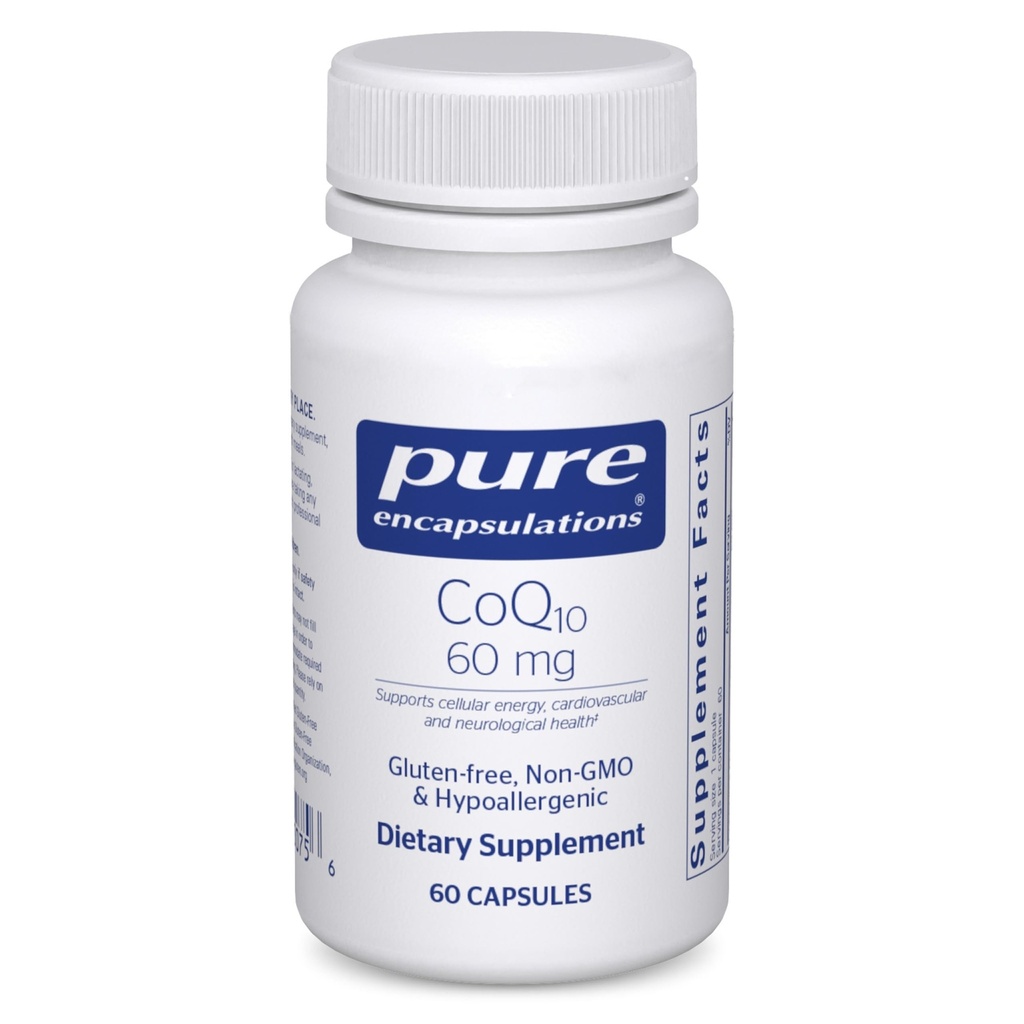 Pure Encapsulations CoQ10 60 mg | Coenzyme Q10 Supplemento per energia, antiossidanti, salute cerebrale e cellulare, cognizione e supporto cardiovascolare* | 60 capsule
