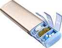 Vaydeer Metal Travel Pill Organizer, 7 Day Weekly Pill Box, Large Capacity Daily Cute Pill Case for Supplements, Pills, Vitamins and Medicine (Small, Champagne)