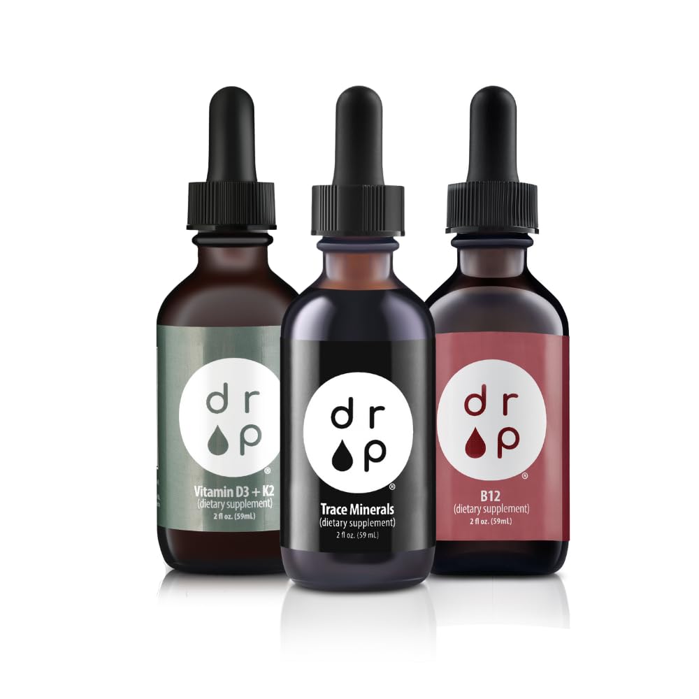 Goccia Integratori di Trace Organici Gocce di elettrolita, Vitamina D3+K2 Gocce e Vitamina B12 Gocce Liquide Bundle