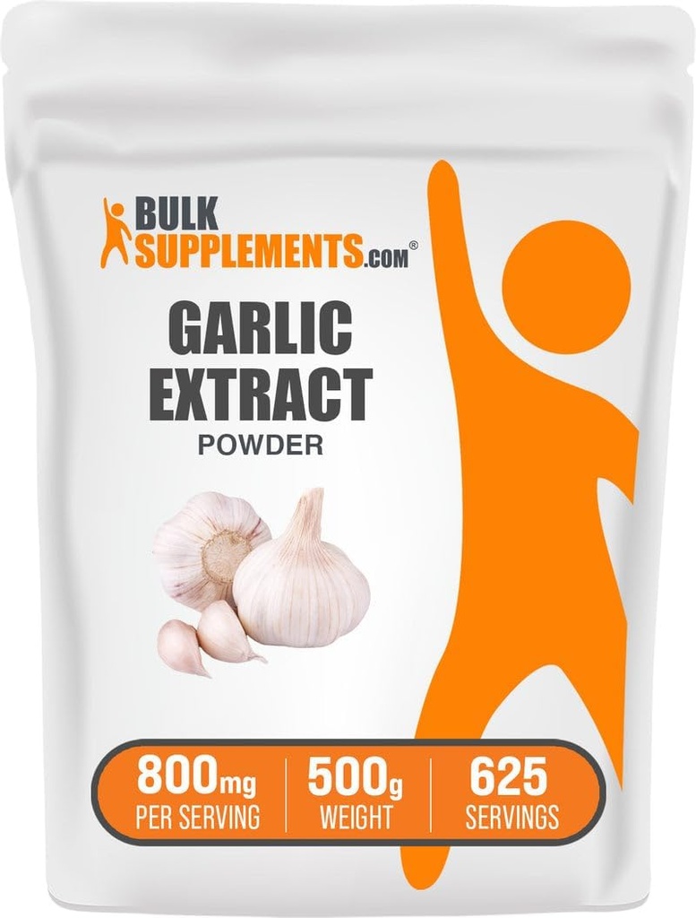 BulkSupplements.com Polvere di Estratto di Aglio - Supplemento di Aglio, Integratore di erbe, Allium Sativum - Herbal & Gluten Free, 800mg per Serving, 500g (1.1 lbs) (Pack of 1)