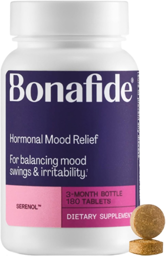 Serenol di Bonafide. Rilievo dagli scambi ormonali di mood, irritabilità, & PMS Bloating. — fornitura di 3 mesi (180 compresse)