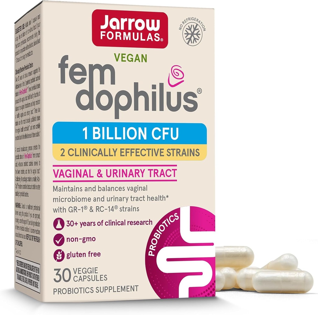 Jarrow Formulas Fem-Dophilus - 1 miliardo di organismi per servire - 30 capsule vegetali - Probiotico femminile - Salute del tratto urinario - Fino a 30 Serve