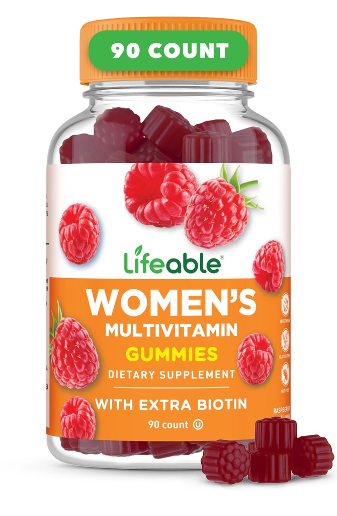 Mummia Multivitamina femminile vitale | con vitamina A, C, D, E, Niacin, B6, Folate, B12, Biotin, Acido pantotenico, Iodine, Zinc | Multivitaminico di grande gusto per le donne Gummies | 90 Gummies