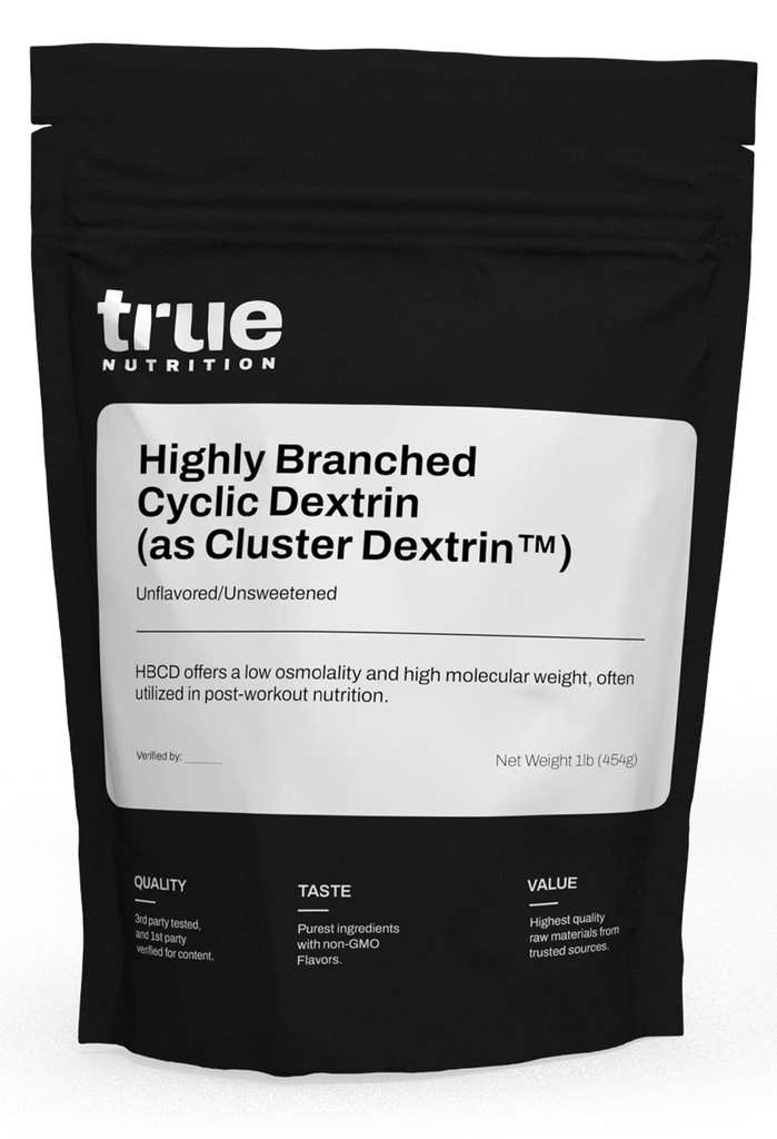 True Nutrition - Dextrin Cyclic altamente ramificato - Polvere di carboidrati per l'energia intra-allenamento prolungata, recupero muscolare post-allenamento migliorato - Vegan e non-GMO - non aromaed 1lb