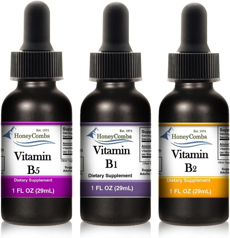 Mielecombe liquido gocce 1oz Ogni risparmiare 10% - Vitamina B5 (acido pattenico) + Vitamina B2 (Riboflavina) + Vitamina B1 (Thiamine)