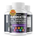 Quercetin Bromelain Zinc Vitamina D3 Elderberry Turmeric Rosemary Bilberry Sage Odorless Garlic Green Tea Latte Thistle Oregano -150 Capsules- Made in USA