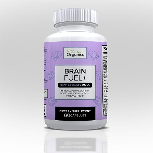 Brain Fuel+ DMAE Blend Memory Supplement per Focus, Mood, Mental Energy for Busy Men & Women - 60 capsule, Made in USA
