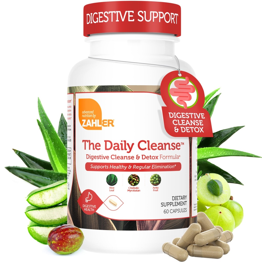 Zahler Daily Cleanse, Digestive Cleanse & Detox Formula, supporta l'eliminazione sana e regolare, 60 capsule.