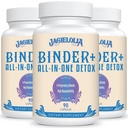 All-In-One Detox Binder Supplemento 1500 MG - Alta biodisponibilità, Liver Gut Detox Cleanse con Charcoal attivato, Zeolite & Bentonite Clay per tossine, fegato, digestivo, 270 Vegan Capsule