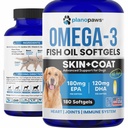 Olio di pesce Omega 3 per i cani capsule - Olio di salmone per i cani - Supplemento di olio di pesce del cane può aiutare a perdere, allergia, prurito - supporto pelle secca, articolazioni - pelle di cane e cappotto supplemento - 180 Pillole di olio di pesce