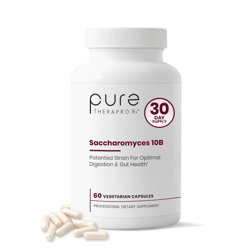 Saccharomyces Boulardii Probiotics 10 miliardi di CFU - Made in USA | Nessun filler, Strain brevettato: Lynside CNCM I-3799 Probiotici per uomini e donne | Pure TheraPro Rx - 60 capsule