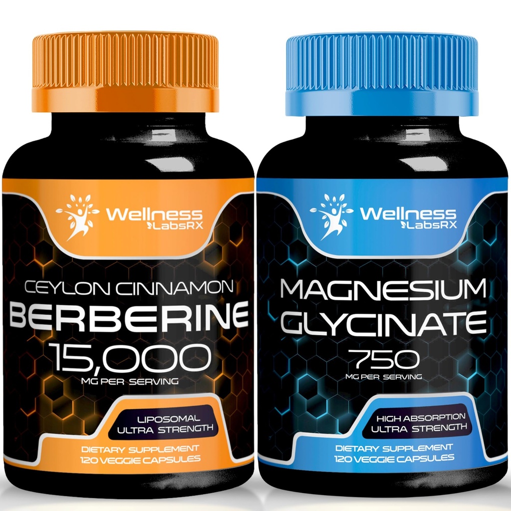 Berberina Supplemento 1500mg - Berberina Liposomica con Ceylon Cinnamon  Magnesium Glycinate Capsules - 750mg - Magnesio Supplemento ad alto assorbimento