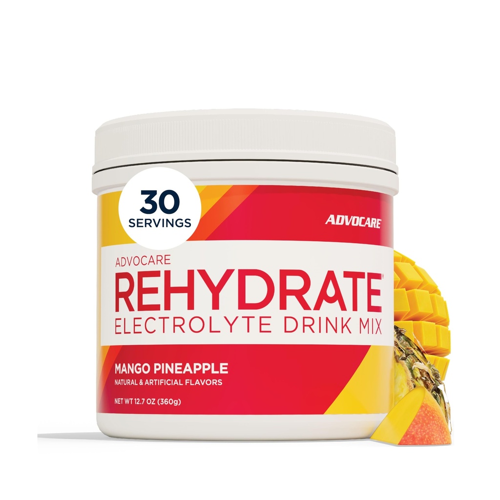 AdvoCare Rehydrate - Electrolyte Drink Mix - Include Magnesio, Sodio, Potassium & Calcium - Antiossidante e Aminoacido Fortificata - Supporta l'idratazione e il recupero - Mango Ananas, 12.7 oz